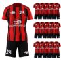 Picture of Lot of 15 Unisex Soccer Apparel (Jersey and Shorts) Custom Made for You in Any Ten Sizes with Numbers and Logo. Style 127.