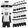 Picture of Lot of 15 Unisex Soccer Apparel (Jersey and Shorts) Custom Made for You in Any Ten Sizes with Numbers and Logo. Style 109