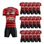 Picture of Lot of 15 Unisex Soccer Apparel (Jersey and Shorts) Custom Made for You in Any Ten Sizes with Numbers and Logo. Style 126.