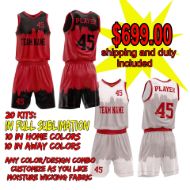 Picture of Lot of 20 Basketball Kits (Jersey and Shorts) Custom Made for You Fully Decorated in a Sublimated Design. Style 5539. Special
