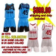 Picture of Lot of 20 Basketball Kits (Jersey and Shorts) Custom Made for You Fully Decorated in a Sublimated Design. Style 5539. Special