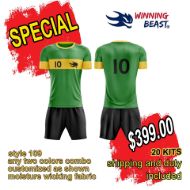 Picture of Lot of 20 Soccer Apparel (Jersey and Shorts) Custom Made for You with Numbers and Logo on Jersey. Style 109. Special