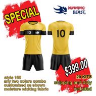 Picture of Lot of 20 Soccer Apparel (Jersey and Shorts) Custom Made for You with Numbers and Logo on Jersey. Style 109. Special