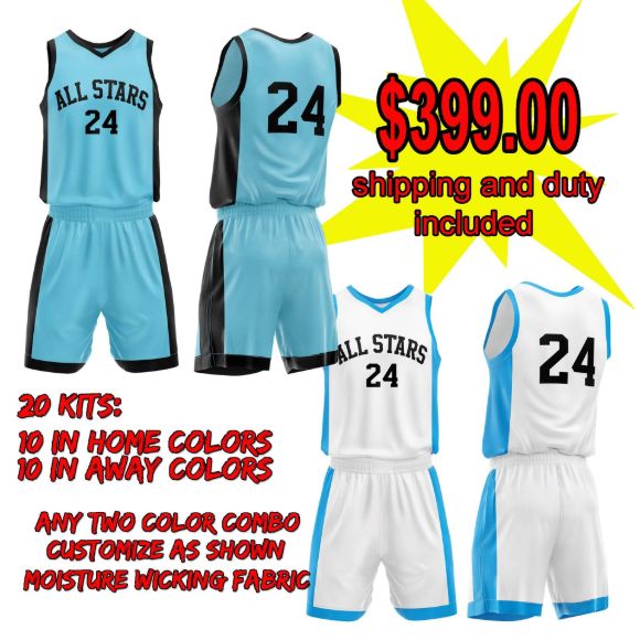 Picture of Lot of 20 Basketball Apparel (Jersey and Shorts) Custom Made for You with Numbers and Team Name. Style 514. Special