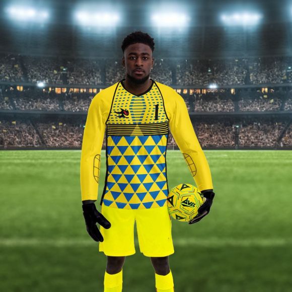 Picture of Goalie Jersey with Padded Elbows, Lightweight Fabric, US Standard Size & Full Sleeves Unisex Soccer Shirt