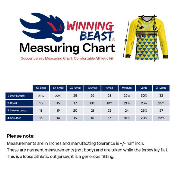 Picture of Goalie Jersey with Padded Elbows, Lightweight Fabric, US Standard Size & Full Sleeves Unisex Soccer Shirt