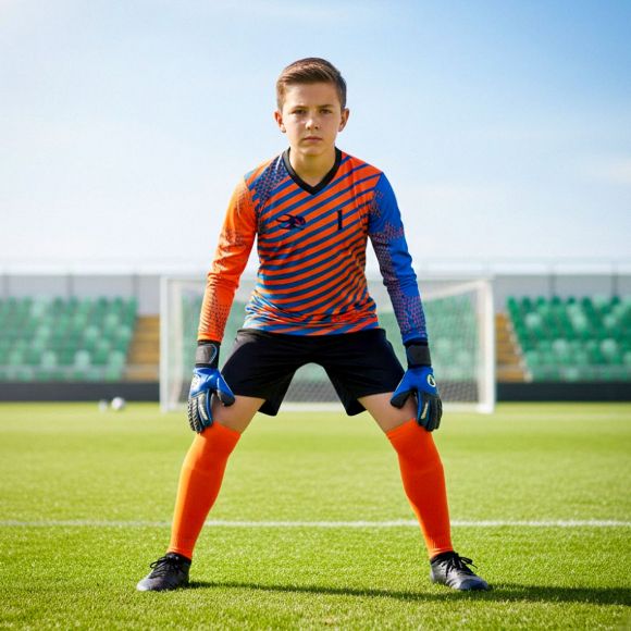 Picture of Goal Keeper Jersey with Padded Elbows, Lightweight Fabric, Sublimated Design and Full Sleeves. Unisex Soccer Shirt.